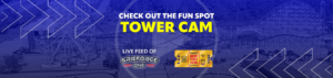 A blue banner that says "Tower Cam"